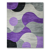 Purple Grey Abstract Geometric Area Rug