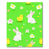 Whimsical Bunny Chicks Green Area Rug