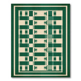 Emerald Green Grid Geometric Area Rug