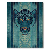 Teal Tiger Face Heritage Tribal Area Rug