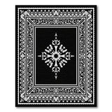 Ornate Black White Persian Medallion No. 6 Rug