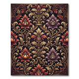 Ornate Red Purple Floral Vintage Area Rug