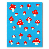 Playful Red Mushroom Blue Area Rug
