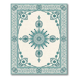 Teal Ornate Floral Medallion Area Rug