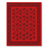 Bold Red Ancient Script Area Rug