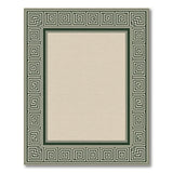 Greek Key Green Border Beige Area Rug