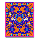 Playful Orange Cats Floral Multi-Color Rug