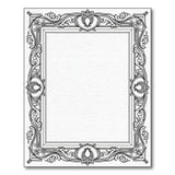 Black and White Ornate Floral Frame Black White Area Rug