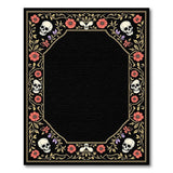 Ornate Skull Marigold Floral Border Rug