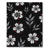 Vintage White Floral Area Rug on Black