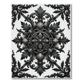 Ornate Baroque Medallion Black White Area Rug