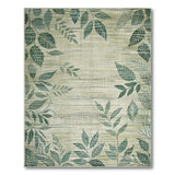 Green Abstract Green Leaves Area Rug