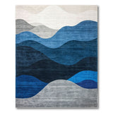 Abstract Blue Wave Mountain Area Rug