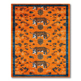 Vibrant Orange Tiger Tribal Area Rug