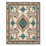 Ornate Teal Floral Persian Area Rug