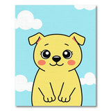Adorable Big-Eyed Yellow Puppy Cartoon Rug