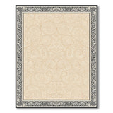 Ornate Beige Swirl Pattern Framed Area Rug
