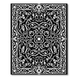 Black and White Ornate Floral Black White Area Rug