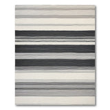 Modern Black White Striped Woven Area Rug