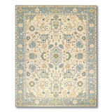 Ivory Field Blue Border Persian Area Rug
