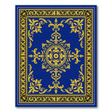 Royal Navy Blue Gold Ornate Medallion Area Rug