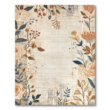 Vintage Floral Beige Area Rug with Peach Roses
