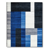 Modern Blue Block Geometric Area Rug