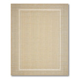 Beige Woven Area Rug with White Border Frame