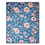 Blue and Teal Navy Blue Pink Peony Floral Area Rug