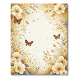 Golden White Anemone Floral Butterfly Area Rug
