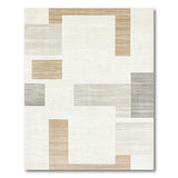 ODIKA Modern Abstract Geometric Washable Area Rug - Non-Slip Low Pile Neutral Beige & Grey