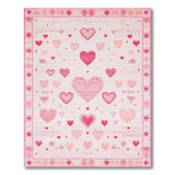 Playful Pink Hearts Scatter Kids Cartoon Area Rug