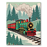 Festive Christmas Train in Snowy Forest Rug