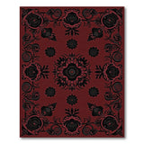Red Red Black Floral Persian Area Rug