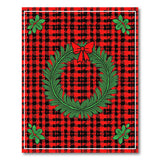 Festive Red Plaid Wreath Area Rug