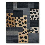 Geometric Leopard Patchwork Area Rug
