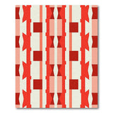 Bold Red Geometric X-Pattern Area Rug