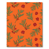 Orange Fern Berry Flower Pattern Area Rug
