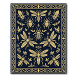 Golden Scarab Beetles Navy Area Rug