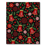 Red Tribal Jingle Bells Holly Berry Rug