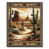 Washable Southwestern Desert Cactus Area Rug - Non-Slip Low Pile