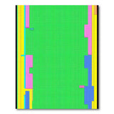 Vibrant Green Area Rug with Colorful Geometric Borders