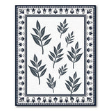 Black White Leaf Silhouette Persian Border Rug