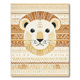 Tribal Lion Face Beige Area Rug