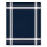 ODIKA Navy Blue Plaid Washable Area Rug - Low Pile Modern Geometric Grid Carpet