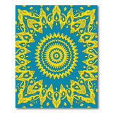 Teal Blue Mandala Persian Area Rug with Golden Flourishes