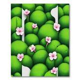Verdant Green Orbs with Pink Blossoms Area Rug