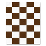 Brown White Checkerboard Geometric Area Rug