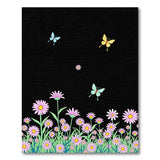 Vibrant Pink Daisy Meadow with Butterflies Rug