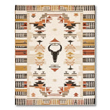 Southwestern Black Buffalo Skull Area Rug